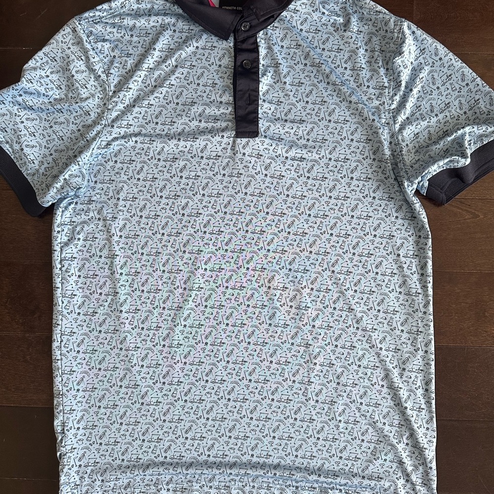 Men's Blue Patterned Polo Shirt